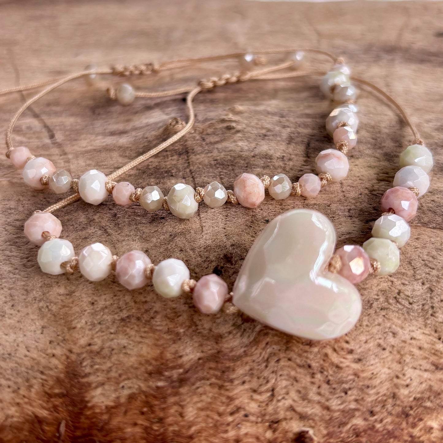 Big Heart Pearl White Bracelets - Set of Two - Resizable