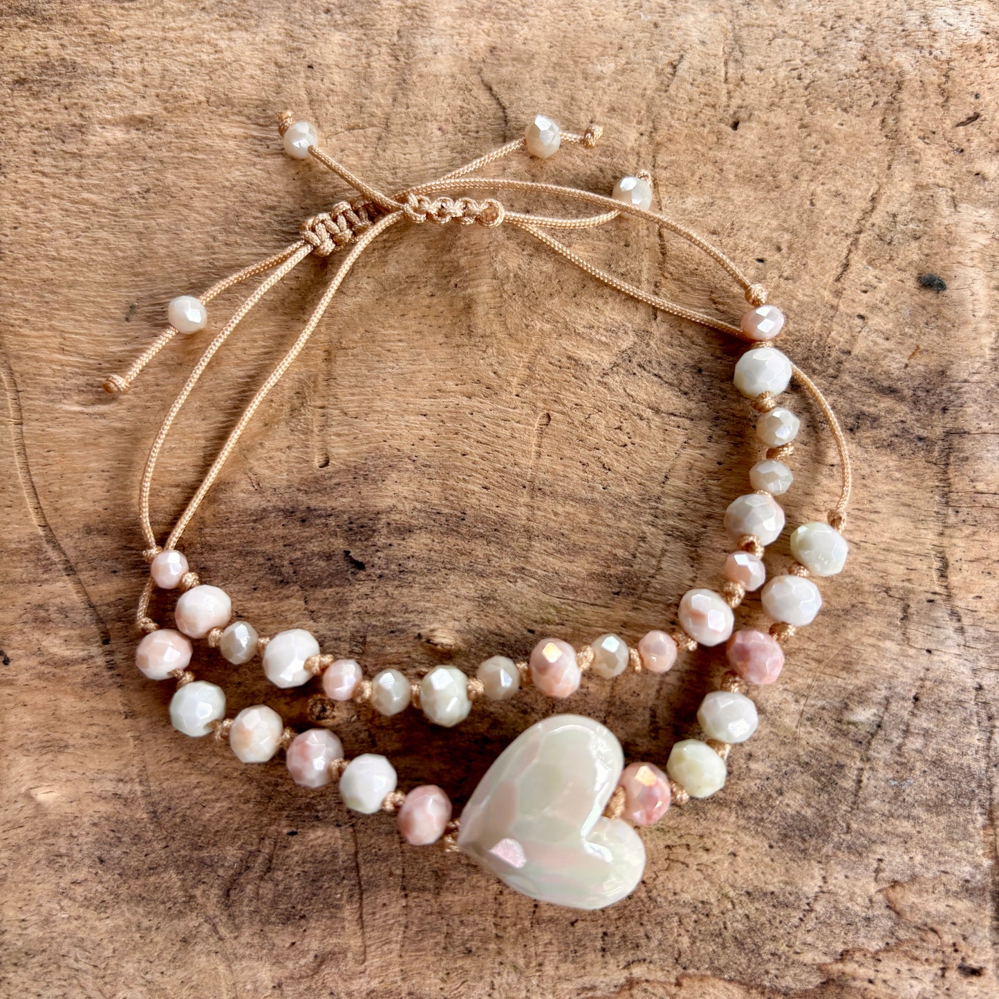 Big Heart Pearl White Bracelets - Set of Two - Resizable