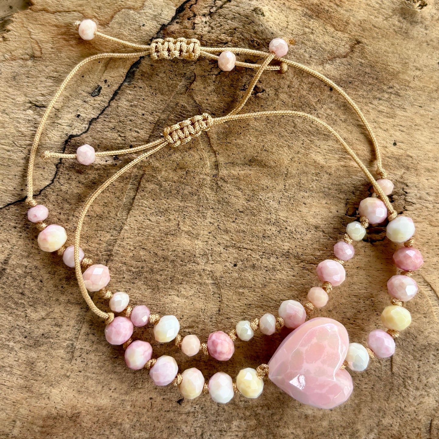 Big Heart Pink Bracelets - Set of Two - Resizable