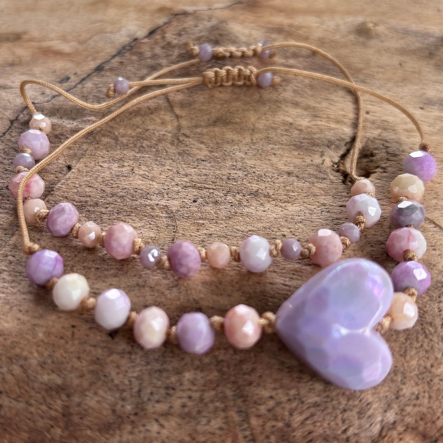 Big Heart Purple Bracelets - Set of Two - Resizable