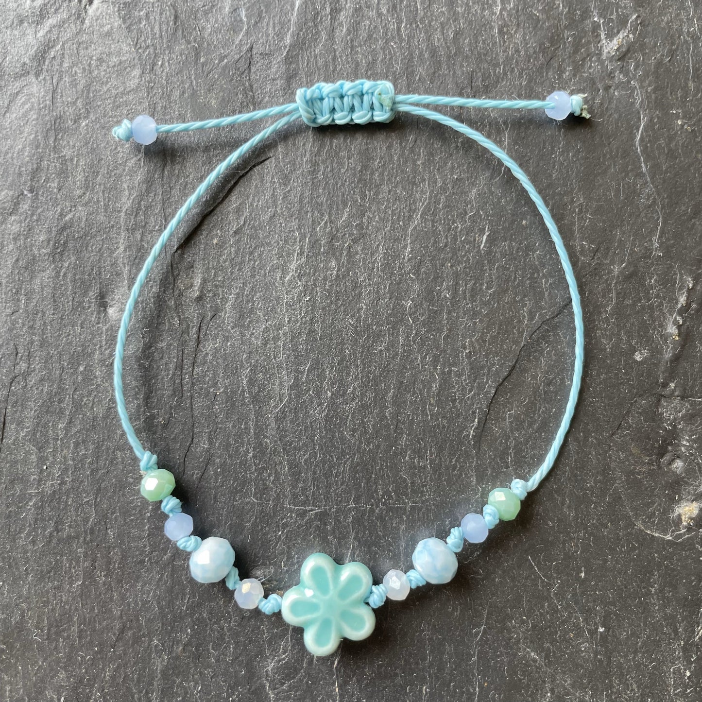 Blue Flower Bracelet - Resizable