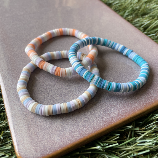 Clay Bead Pastel Bracelets - Stretchy