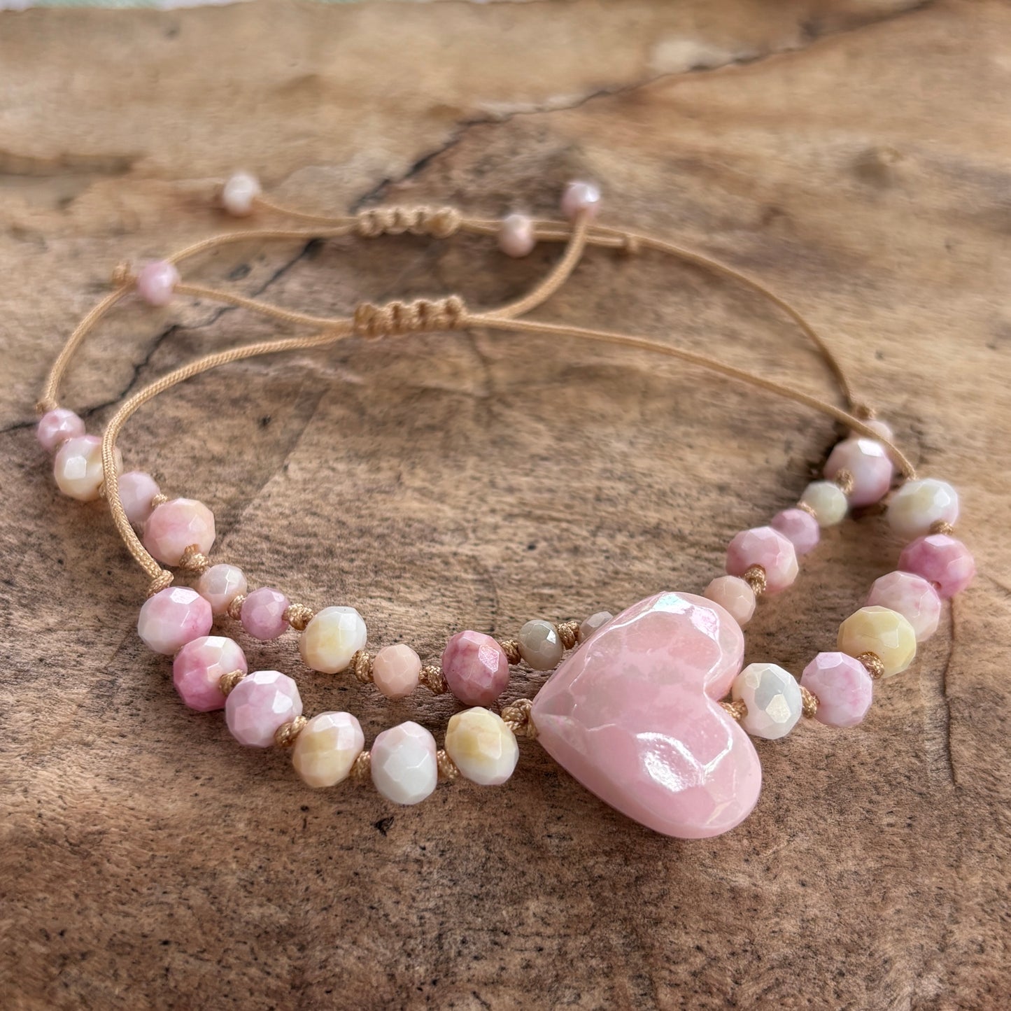 Big Heart Pink Bracelets - Set of Two - Resizable