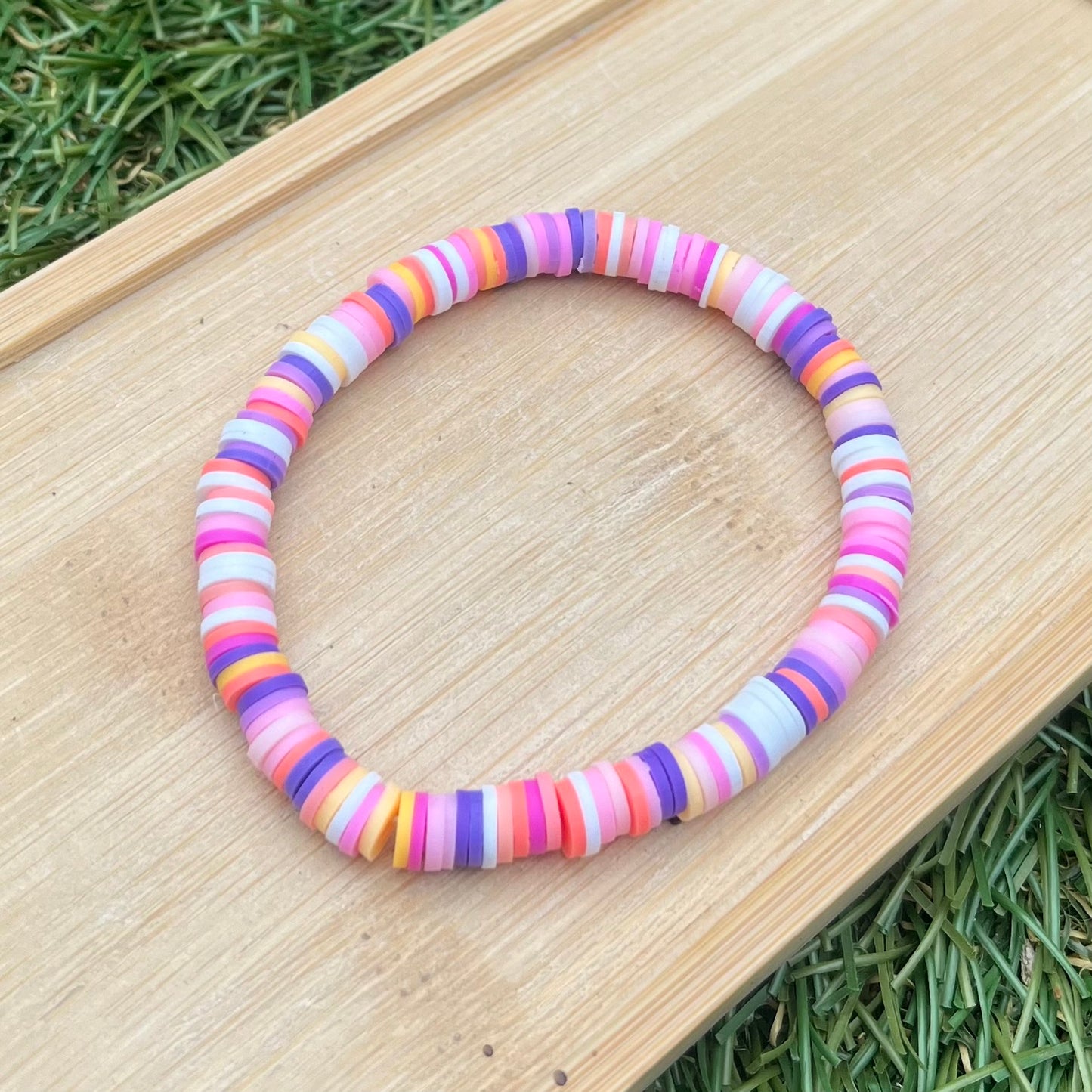 Violets Clay Bead Bracelets - Stretchy